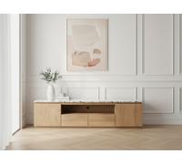 Meuble TV 2 portes 200 cm BARBARA bois massif de manguier et terrazzo BOBOCHIC Marron clair