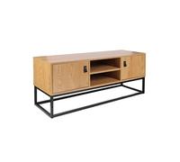 ABRIL - Meuble TV 2 Portes Aspect Bois et Pieds Métal -