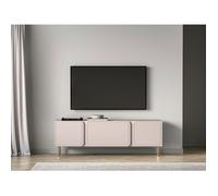 Meuble TV 2 portes avec abattant - LOPPA - 160 cm - beige cachemire