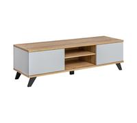 Meuble TV 2 Portes "Bogota" 160cm Gris & Naturel