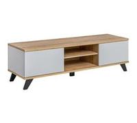 Meuble TV 2 Portes "Bogota" 160cm Gris & Naturel