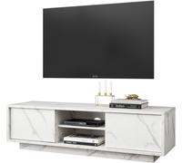 Meuble TV 2 portes, collection COLOMARMO, effet marbre et blanc, idéal pour votre salon tendance et moderne.