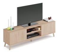 Meuble TV 2 portes coloris effet bois - Hauteur 50 x Longueur 160 x Profondeur 40 cm