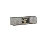 Meuble TV 2 Portes Moderne Laqué Effet Marbre avec Leds - CLARK -