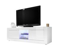 Meuble TV - BASICO - 2 portes - Blanc laqué brillant - 180 x 43 x 56 cm