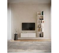 Meuble TV 2 portes -suspendu - BEMMI- 100 cm - blanc