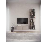 Selsey Bemmi Étagère Suspendue 28,4 x 100 x 31,8 cm, Meuble TV Bas, Grip, Panneau de Particules de qualité supérieure avec Bords ABS, Deux Compartiments à Rabat, revêtement en mélamine, idéal pour Le