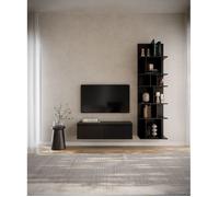 Meuble TV 2 portes -suspendu - BEMMI- 100 cm - noir