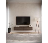 Selsey Bemmi Étagère Suspendue 28,4 x 150 x 31,8 cm, Meuble TV Bas, en Noyer Wisconsin, Panneau de Particules de qualité supérieure avec Bords ABS, Deux Compartiments à Rabat, revêtement en mélamine