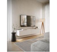 Meuble TV 2 portes -suspendu - BEMMI- 175 cm - blanc