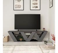 Meuble TV 2 tablettes gris anthracite - L158 cm
