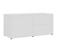 Meuble Tv 2 Tiroirs 1 Porte 80 X 34 X 36 Cm Bois Contreplaqué Blanc Classique Blanc