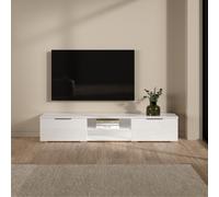 Meuble Tv 2 Tiroirs Et 2 Niches L172,7 Cm - Blanc Blanc