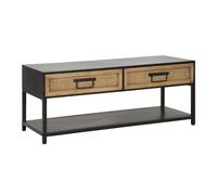 Meuble TV 2 Tiroirs "Hanoï" 95cm Naturel & Noir