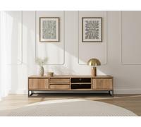 Meuble TV 200 cm BERGERAC Bois massif de manguier BOBOCHIC Marron clair