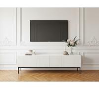 Meuble TV 200 cm KASHA Pieds noir blanc BOBOCHIC Blanc