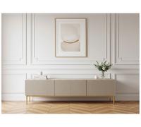 Meuble TV 200 cm KASHA Pieds or beige BOBOCHIC Beige
