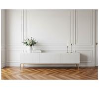 Meuble TV 200 cm KASHA Pieds or blanc BOBOCHIC Blanc