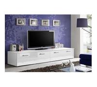 Meuble TV 200cm Collection COMET. Couleur blanc. 2 portes abattantes. 45 Blanc