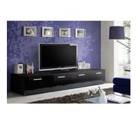 Meuble TV 200cm Collection COMET. Couleur noir. 2 portes abattantes. 45 Noir