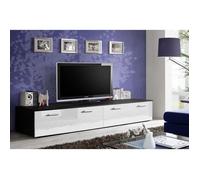 Meuble TV 200cm Collection COMET. Couleur noir et blanc. 2 portes abattantes. 45 Noir