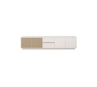 Meuble TV 200cm Meuble de Rangement Blanc Crémeux en Bois Massif, Centre de Loisirs pour Salon Domestique, Meubles Style Champêtre pour Hôtels & Locations Saisonnières Centre de Divertissement