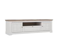 Meuble TV 205 cm 2 Portes 1 tiroir 1 Niche poignées métal décor chêne Clair Blanchi Style Classique Chic et Campagne - Angele