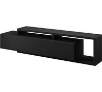 Meuble TV 220cm, collection BERGAME. Couleur : noir super mat.