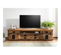 Meuble TV 240x50 Manguier laqué Bois naturel RAILWAY N° 156