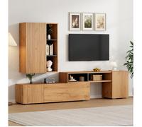 Meuble TV 265 cm, Lot de 2, Media wall comprend un ensemble de meuble TV et armoire murale, Ensemble de meubles de salon TV, Bois