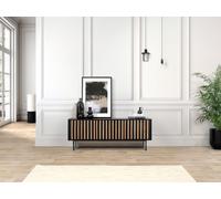 Meuble TV 3 portes 134 cm CORNEILLE tasseaux pin massif BOBOCHIC Noir