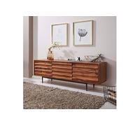 Meuble TV 3 portes 147x38x50 cm en sheesham et métal