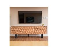Meuble TV 3 portes 160x37x56 cm en bois de sheesham 3D et métal noir