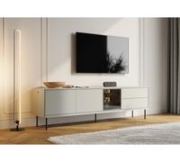 Meuble TV 3 portes 2 tiroirs 194 cm ESPERA avec LEDS BOBOCHIC Cachemire mat
