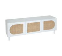 Atmosphera Meuble TV Cabras 3 portes à cannage Blanc G