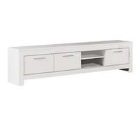 DENAE - Meuble TV 3 Portes L207cm Laqué Blanc Brillant -