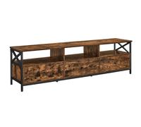VASAGLE Meuble TV pour Télévision jusqu'à 80 Pouces, Support Télé, 3 Tiroirs en Tissu, 3 Étagères, 178 x 40 x 50 cm, Salon, Chambre, Cadre en Acier, Marron Rustique et Noir LTV302B01