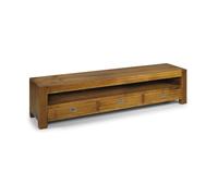 Meuble tv 3 tiroirs bronze bois marron -