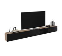 IDMarket - Meuble TV 300 cm Suspendu Elio 3 Portes Bois et Noir