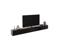 IDMarket - Meuble TV 300 cm Suspendu Elio 3 Portes Bois et Noir