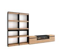 Meuble TV, 320x35x186cm, Pour les TV jusqu'à 80"", -1feu électrique, couleur Chêne , RF2602
