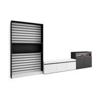 Meuble TV, 360x186x35cm, Pour les TV jusqu'à 65"", avec 1feu électrique, Blanc et noir, RF3189
