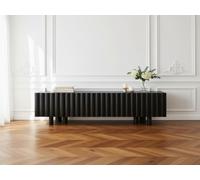 Meuble TV 4 portes 160 cm GABRIEL bois massif de manguier noir BOBOCHIC Noir