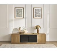 Meuble TV 4 portes 160 cm THEMYS placage chêne massif BOBOCHIC Marron clair