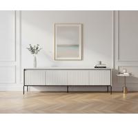 Meuble TV 4 portes 167 cm LENARA avec tasseaux et LED blanc BOBOCHIC Blanc