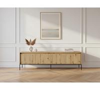 Meuble TV 4 portes 167 cm LENARA avec tasseaux et LED marron clair BOBOCHIC Marron clair