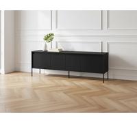 Meuble TV 4 portes 167 cm LENARA avec tasseaux et LED noir BOBOCHIC Noir
