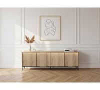 Meuble TV 4 portes 167 cm TILIA imitation chêne avec LED BOBOCHIC Chêne et noir