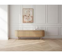 Meuble TV 4 portes 180 cm SORMIOU placage chêne massif marron clair BOBOCHIC Marron clair