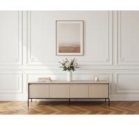 Meuble TV 4 portes 193 cm LENARA avec tasseaux et LED beige BOBOCHIC Beige